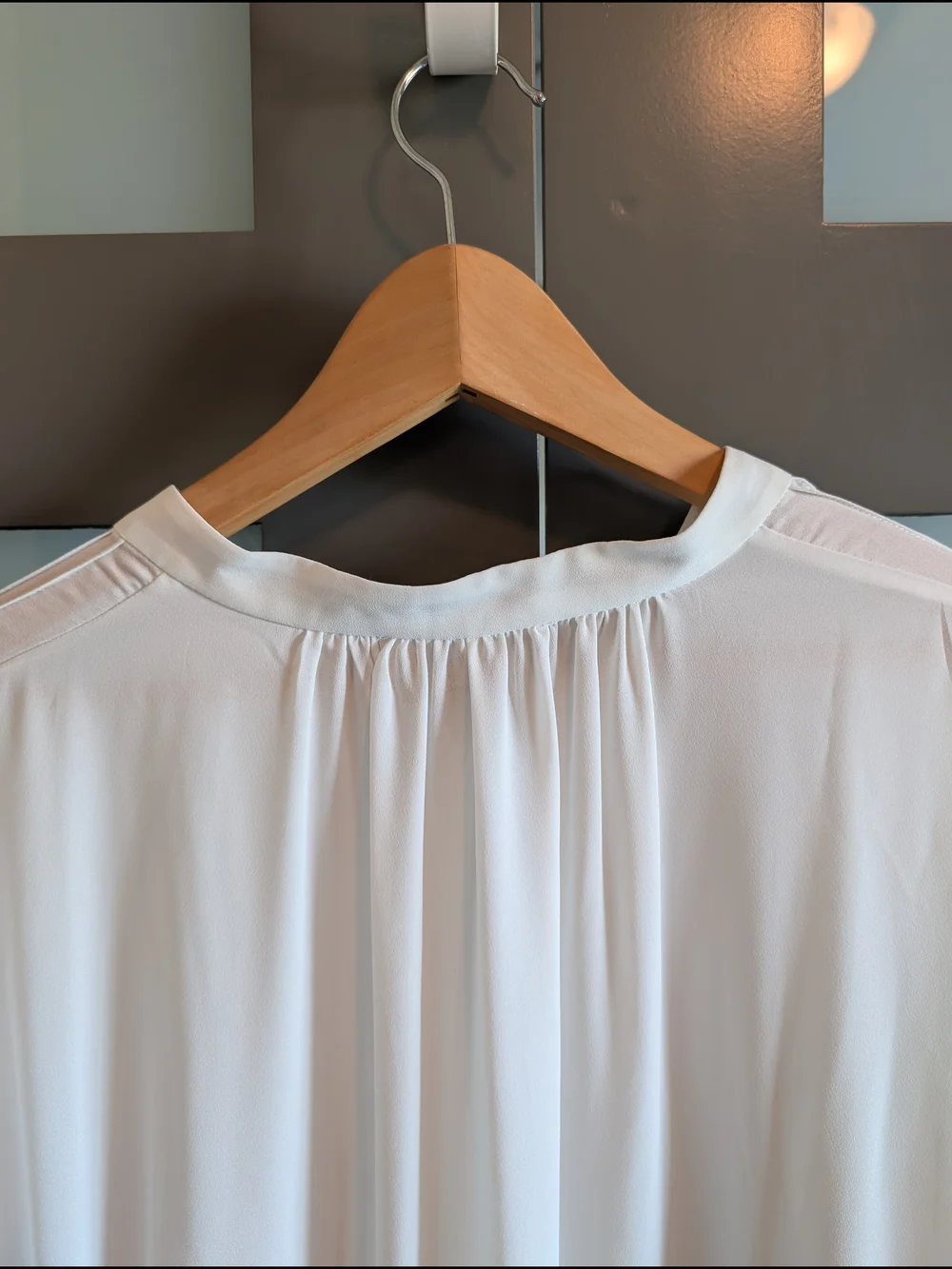 Standards & Practices Trisha Tuxedo Front Chiffon Blouse In Ivory/White Size 3X - Picture 9 of 13